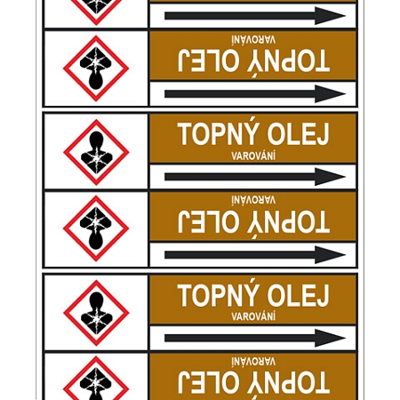 Značení potrubí, topný olej